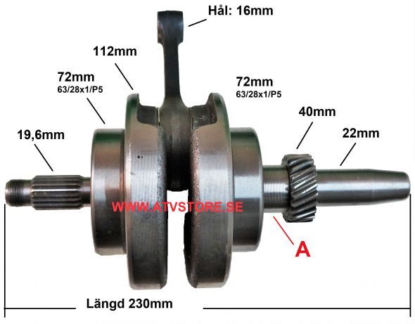 Vevaxel 23cm