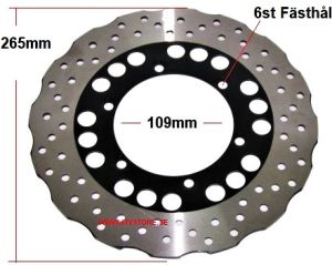 Bromsskiva 109-265-6st FÄsthål