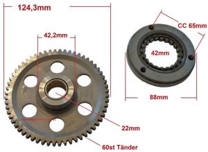 Startdrev med startkoppling 124,3mm