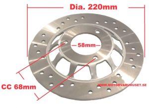 Bromsskiva 58-220-3hål Hög