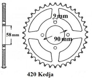 420 Kedja 4 Bult - CC 90mm - 37st Kugg