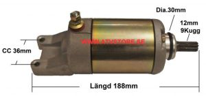 Startmotor CC 36mm / 9 Kugg / 188mm 