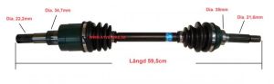 Drivaxel 59,5cm Fram-höger