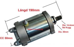 Startmotor CC 50mm / 9 Kugg / 190mm