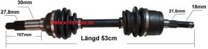 Drivaxel 53,5cm - 27,8 - 21,5mm
