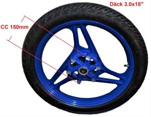Framfälg 18" med däck 3"