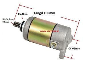 Startmotor CC 66mm / 9 Kugg / 160mm