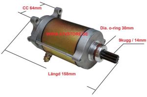 Startmotor CC 64mm / 9 Kugg / 158mm 