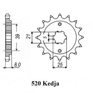 520 Kedja 25mm Axel